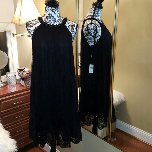 NWT Adrianna Papell Embroidered Black Dress - Picture 6 of 6